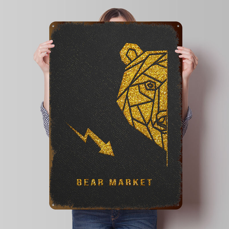 Gold Bear Market Metal Poster  - Retro Gaming Market reseña y precio