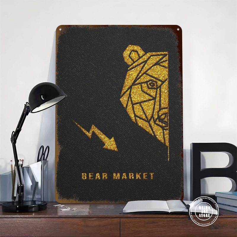 Gold Bear Market Metal Poster  - Retro Gaming Market reseña y precio