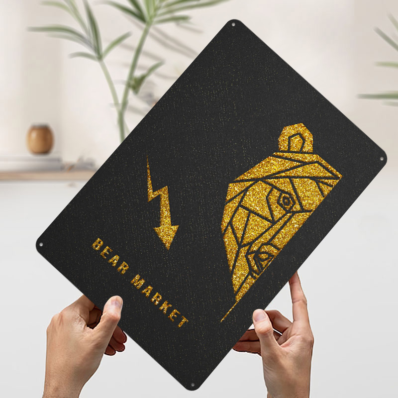 Gold Bear Market Metal Poster  - Retro Gaming Market reseña y precio