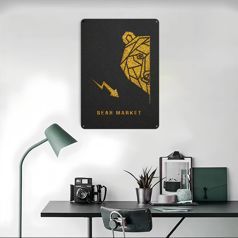 Gold Bear Market Metal Poster  - Retro Gaming Market reseña y precio
