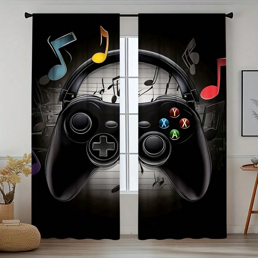 2pcs Retro Gaming Room Curtain - Retro Gaming Youtube reseña y precio