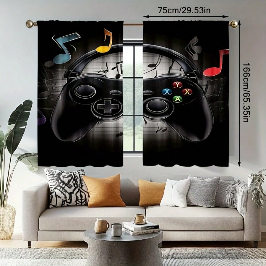 2pcs Retro Gaming Room Curtain - Retro Gaming Youtube reseña y precio