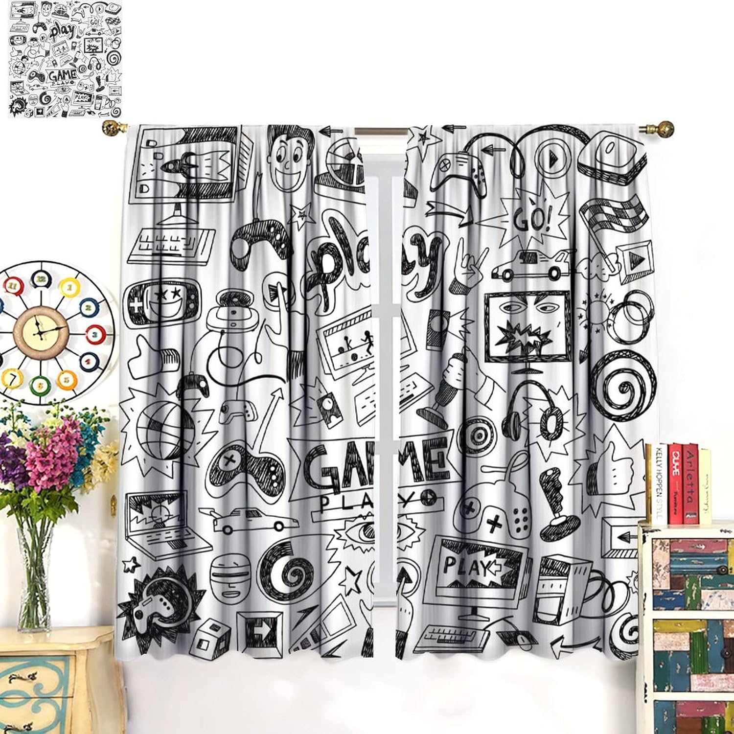 Gaming Video Game Curtain Deco - Retro Gaming Youtube reseña y precio