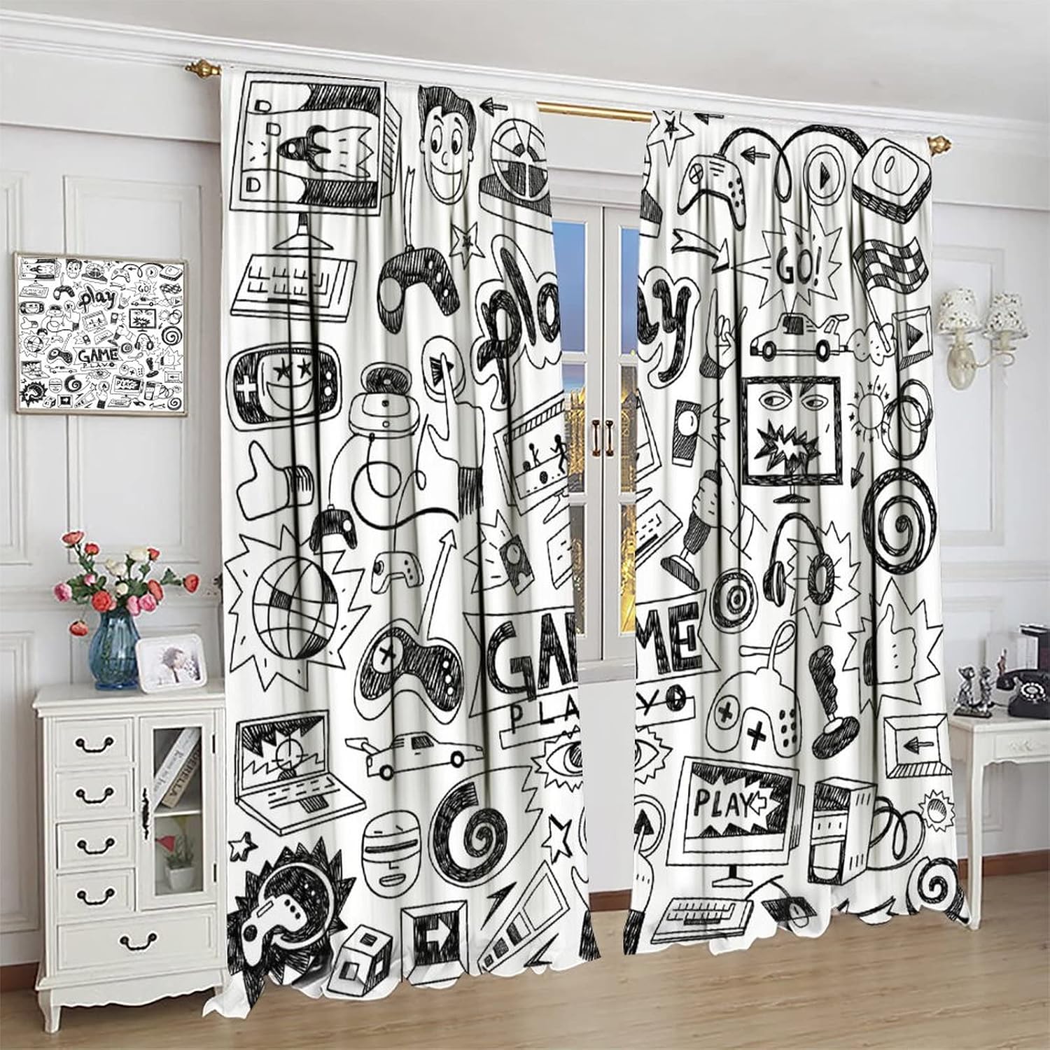 Gaming Video Game Curtain Deco - Retro Gaming Youtube reseña y precio